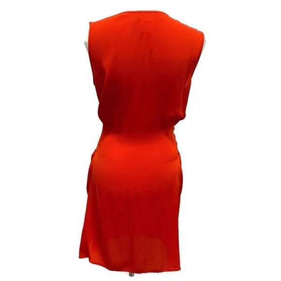 Diane Von Furstenberg Red Silk Faux Wrap Dress - Picture 2 of 4
